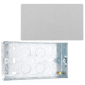 BG Evolve Brushed Steel 2 Gang Blank Plate PCDBS95W with 25mm Steel Back Box