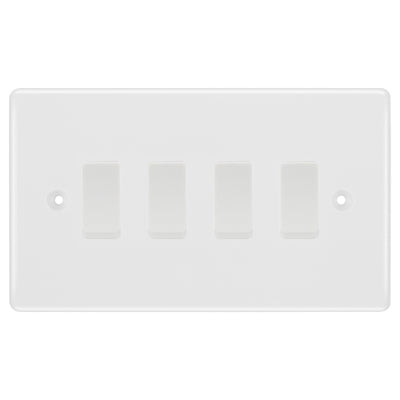 BG White 4 Gang Intermediate Light Switch Custom Grid Switch by British General (BG-NEXUS-WM-4G-CUSTOM-4x INT SWITCH)