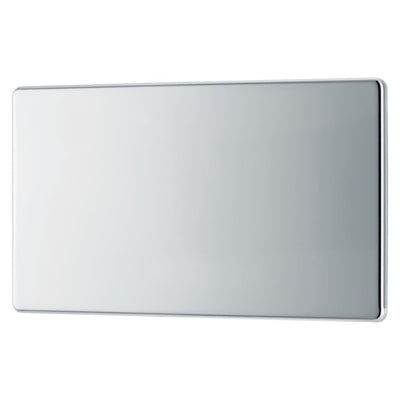BG Screwless Polished Chrome Double Blanking Plate FPC95 with 25mm Steel Back Box