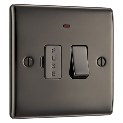 BG Nexus Black Nickel 13A Neon Switched Fused Connection Unit NBN52 with 35mm Steel Back Box