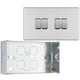BG Screwless Brushed Steel 20A 16AX 2-Way Quadruple Light Switch FBS44 with 35mm Steel Back Box