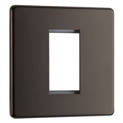 BG Flatplate Screwless Black Nickel 20AX 2 Way Emergency Lighting Test Key Switch - Key Included - Black Insert