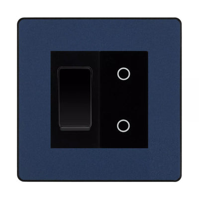BG Evolve Matt Blue 2 Gang Custom Switch 1x 2 Way 1x Master Touch Dimmer by British General (EVOLVE-DB-2G-1x-2WAY-SWITCH-1x-MTD-BI)