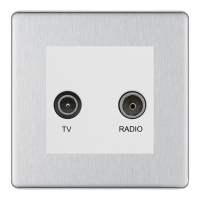 BG Screwless Brushed Steel TV & FM Socket FBS66W by BG Nexus (BG-FBS66W)