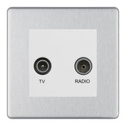 BG Screwless Brushed Steel TV & FM Socket FBS66W by BG Nexus (BG-FBS66W)
