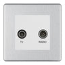 BG Screwless Brushed Steel TV & FM Socket FBS66W by BG Nexus (BG-FBS66W)