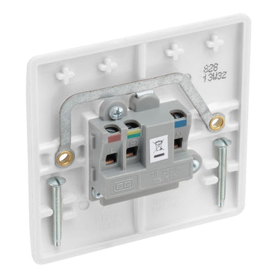 BG Electrical 2A Unswitched Round Pin Socket White & 32mm Pattress Back Box