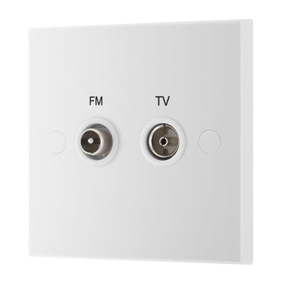 BG 966 Moulded Square Edge | White | 2 Gang Diplex TV and FM Socket by British General (BG-966)