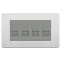 BG Screwless Polished Chrome 4 Gang RJ11 Telephone Socket Euro Module - Grey Insert