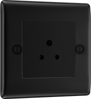 BG NFB28B Nexus Metal Unswitched Round Pin Socket 2A - Black Insert - Matt Black by British General (BG-NFB28B-Shopify-SA_1)