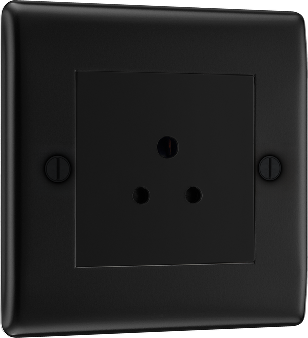 BG NFB28B Nexus Metal Unswitched Round Pin Socket 2A - Black Insert - Matt Black