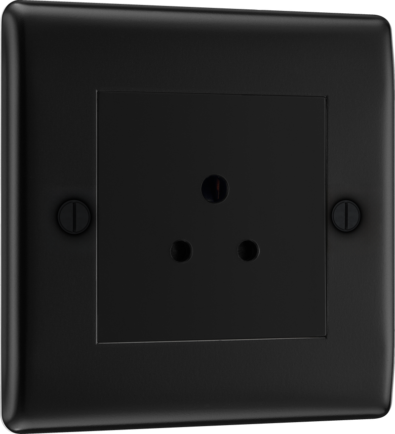 BG NFB28B Nexus Metal Unswitched Round Pin Socket 2A - Black Insert - Matt Black