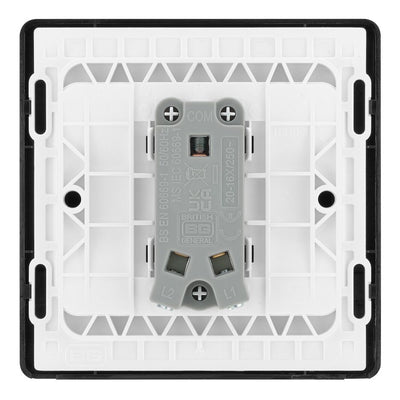 BG Evolve Black Chrome 1G Wide Rocker Light Switch PCDBC12WB with 35mm Steel Back Box