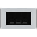 BG Screwless Polished Chrome 3 Gang IDC Secondary Telephone Socket - Black Insert