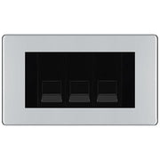 BG Screwless Polished Chrome 3 Gang IDC Secondary Telephone Socket - Black Insert by British General (BG-FPCBTS3B)