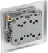 NBS43 Back - This brushed steel finish 20A 16AX triple light switch from British General can operate 3 different lights whilst the 2 way switching allows a second switch to be added to the circuit to operate the same light from another location (e.g. at the top and bottom of the stairs).
