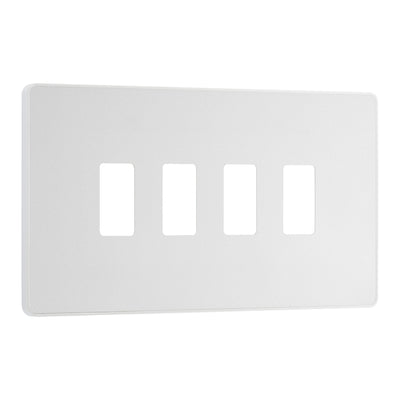 BG Evolve Pearlescent White 4 Gang Light Switch 2x Dual Mode LED Dimmer 2x 2 Way Custom Switch