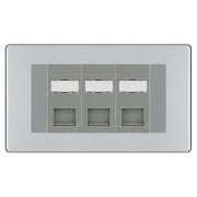 BG Screwless Polished Chrome 3 Gang RJ45 CAT6 Data Socket Grey Inserts by British General (BG-FPCRJ453C5EG)