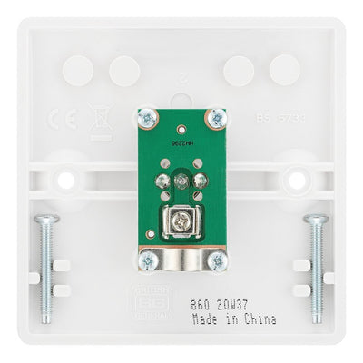 BG Electrical Single Co-Axial Socket White Moulded & 32mm Pattress Back Box