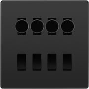 BG Evolve Black Chrome 8 Gang Switch 4x Trailing Edge LED Dimmer 4x 2Way Custom Switch by British General (BG-Evolve-BC-8G-CUSTOM-4x-Dimmer-4x-2WAY)