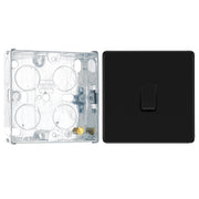 BG Screwless Matt Black 20A 16AX 2 Way Single Light Switch FFB12 with 25mm Steel Back Box