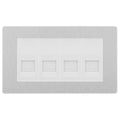 BG Evolve Brushed Steel 4 Gang IDC Secondary Telephone Socket - White Insert
