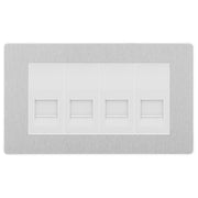 BG Evolve Brushed Steel 4 Gang IDC Secondary Telephone Socket - White Insert by British General (BG-PCDBSBTS4W)
