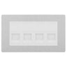 BG Evolve Brushed Steel 4 Gang IDC Secondary Telephone Socket - White Insert by British General (BG-PCDBSBTS4W)