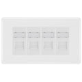 BG White Moulded 4 Gang RJ45 Cat6 Data Socket Outlet White Inserts