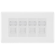 BG White Moulded 4 Gang RJ45 Cat6 Data Socket Outlet White Inserts by British General (BG-NWMRJ454W)