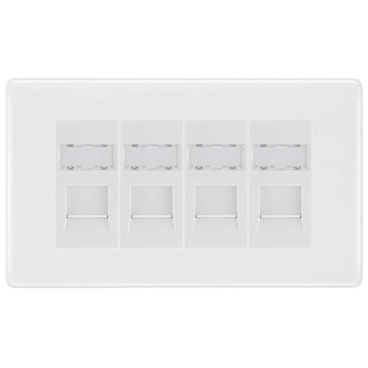 BG White Moulded 4 Gang RJ45 Cat6 Data Socket Outlet White