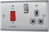 BG NBS70G Nexus Metal Brushed Steel 45A 2 Pole Cooker Switch 13A Neon Switched Socket - Grey Insert by British General (BG-NBS70G-Shopify-SA_1)