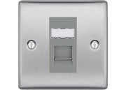 BG Nexus Metal Brushed 1 Gang RJ45 Data Socket NBSRJ451 Grey Insert by British General (BG-NBSRJ451G)