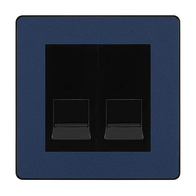 BG Evolve Matt Blue Double IDC Secondary Telephone Socket - Black Insert by British General (BG-PCDDBBTS2B)