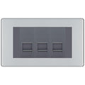 BG Screwless Polished Chrome 3 Gang IDC Secondary Telephone Socket - Grey Insert