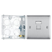 BG Brushed Steel 1 Gang RJ45 Single Data Outlet NBSRJ451 and 25mm Steel Back Box by British General (BG-NBSRJ451+HGS02)