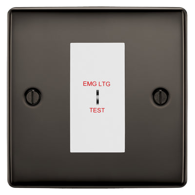 BG Nexus Metal Black Nickel 20AX 2 Way Emergency Lighting Test Key Switch - White Insert