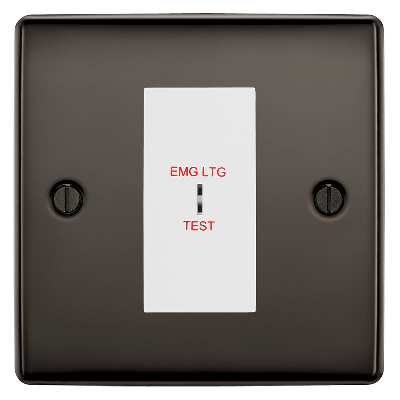 BG Nexus Metal Black Nickel 20AX 2 Way Emergency Lighting Test Key Switch - White Insert
