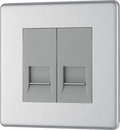 BG Electrical FBSBTS2 Nexus Screwless Flat-Plate Double Slave Telephone Socket Brushed Steel