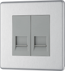 BG Electrical FBSBTS2 Nexus Screwless Flat-Plate Double Slave Telephone Socket Brushed Steel by British General (BG-FBSBTS2-Shopify-SA_1)