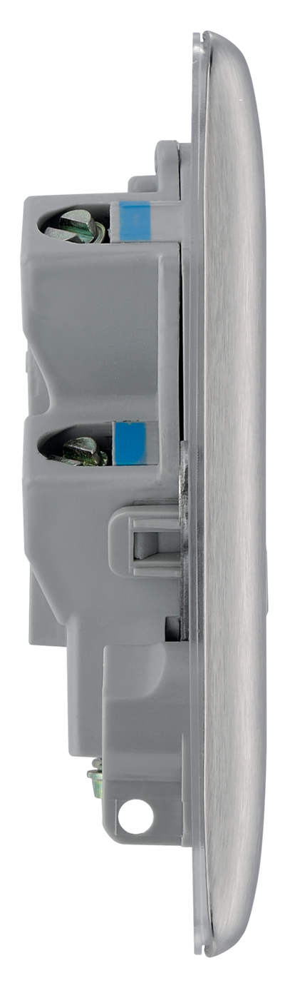 BG NBS54 Nexus Metal Brushed Steel 13A Unswitched Fused Spur Unit
