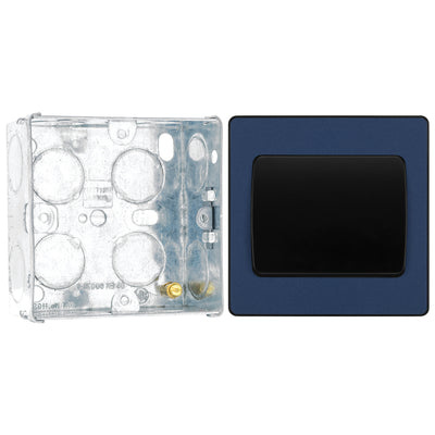 BG Evolve Matt Blue 1G Wide Rocker Light Switch PCDDB12WB with 35mm Steel Back Box
