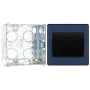 BG Evolve Matt Blue 1G Wide Rocker Light Switch PCDDB12WB with 35mm Steel Back Box