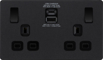 BG Evolve Matt Black Screwless Switches & Sockets Black Inserts Full Range