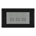 BG Nexus Matt Black 3 Gang RJ11 Telephone Socket Euro Module - Grey Insert