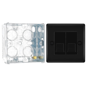BG Nexus Matt Black Double Master Telephone Socket NFBBTM2 with 35mm Steel Back Box