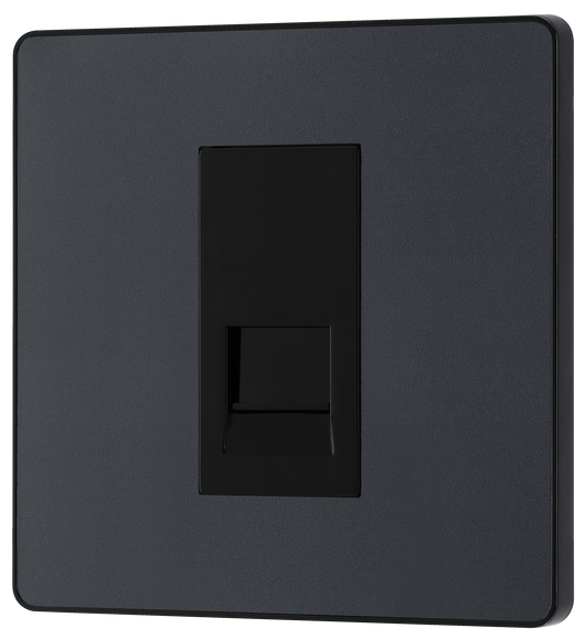 PCDMGBTM1B Front - This Evolve Matt Grey master telephone socket from British General uses a screw terminal connection, and should be used where your telephone line enters your property.