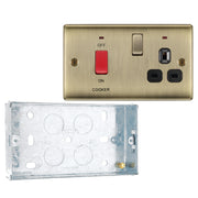 BG Nexus Antique Brass 45 Amp Cooker Control Unit c/w Neon with 25mm Steel Back Box by British General (BG-NAB70B+HGS04)