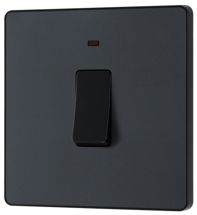 BG Evolve PCDMG31B Matt Grey 20A 2 Pole LED Switch - Black Insert