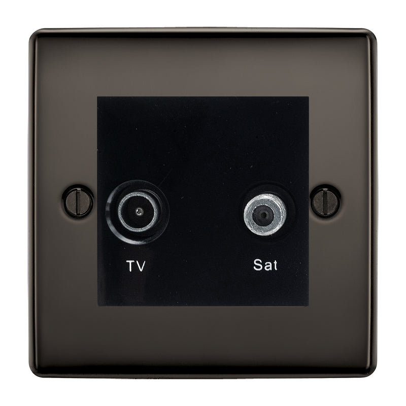 BG Nexus Metal Black Nickel TV & Satellite Socket NBNTVSATB